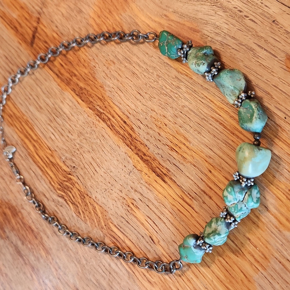Liz Henry‎ 925 silver marked turquoise beaded necklace 18"
